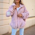 thumbnail image 4 of Womens Casual Oversized Fleece Jacket Fall Winter Warm Lapel Zip Up Plush Cardigan Outerwear Coat with Pockets Pink S, 4 of 5