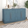 thumbnail image 4 of TUANLUO Blue Buffet Sideboard Cabinet, Accent Cabinet with 4 Doors, Buffet Cabinet with Adjustable Shelves, Wood Storage Cabinet Furniture for Kitchen Dining Room Living Room, 60"L x 16"W x 32"H, 4 of 10