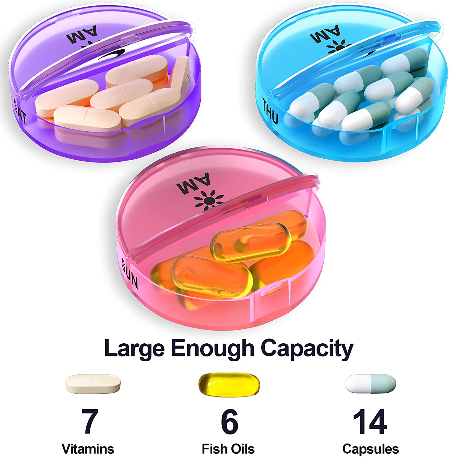 ZzTeck Pill Organizer 2 Times a Day - Weekly AM PM Pill Box Case