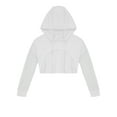 thumbnail image 1 of vastwit Chandail à Capuche en Maille pour Filles Manches Longues Hauts de Danse Chandail en Résille Chandails en Molleton à Capuche Crop Top Blanc 10, 1 of 4
