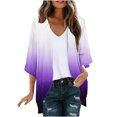 thumbnail image 3 of Meichang Light Weight Cardigan Women Summer Gradient Print Chiffon Kimono Cardigans Open Front Puff Sleeve Kimonos Loose Beach Wear Cover Up Blouse Top, 3 of 6