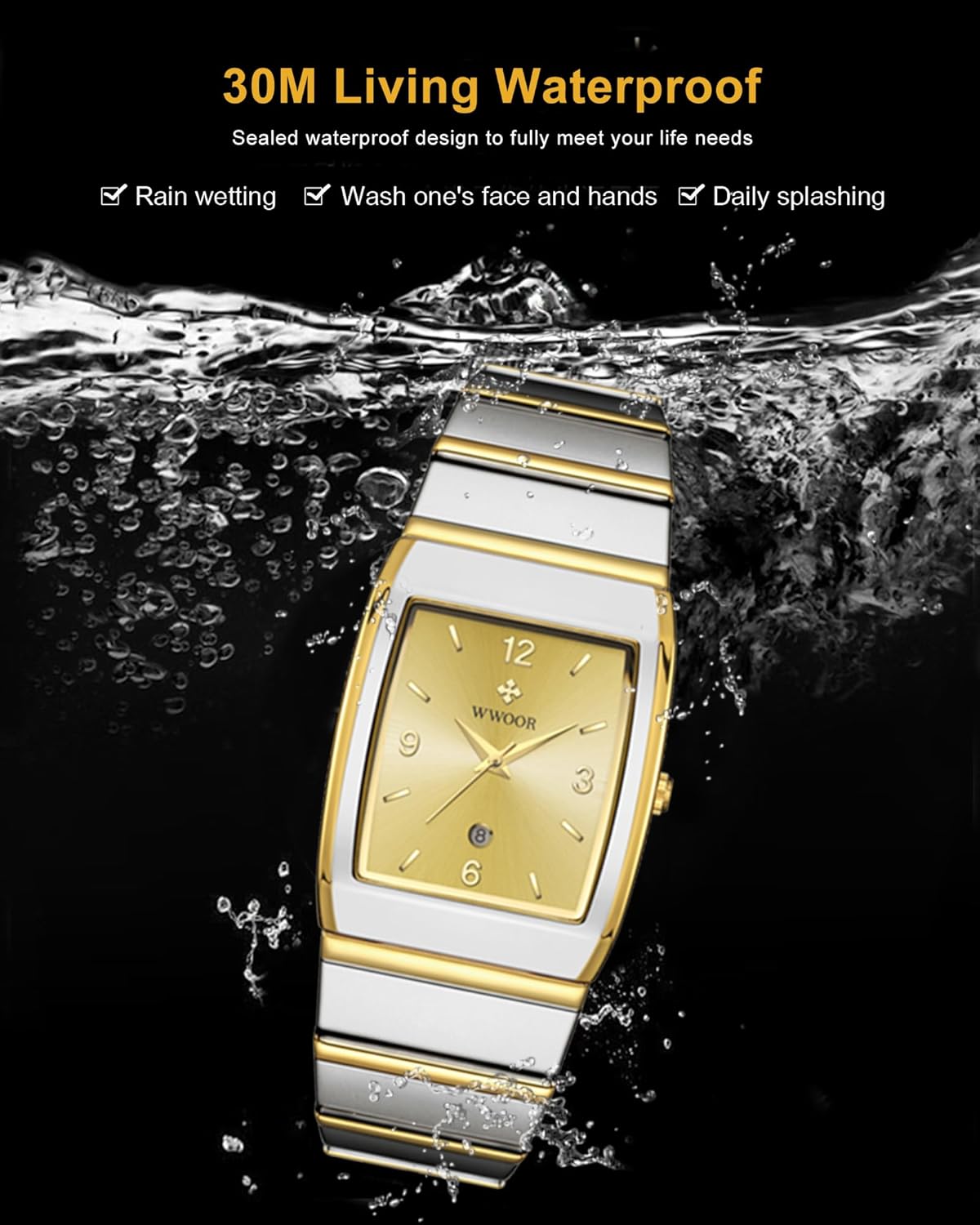 Square Watch for Men and Women - Stainless Steel With Date - Casual Men's Watches