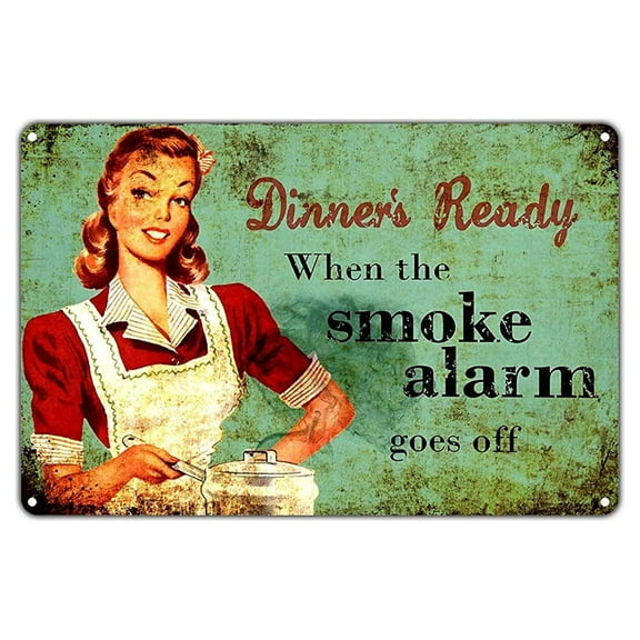 Dinner's Ready When The Smoke Alarm Goes Off Vintage Retro Metal Wall Decor Art Shop Man Cave Bar Garage Aluminum 18"x24" Sign