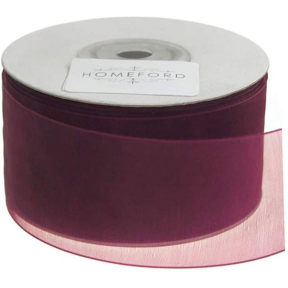 Plain Sheer Organza Ribbon, 1-1/2-Inch, 25 Yards, Wine