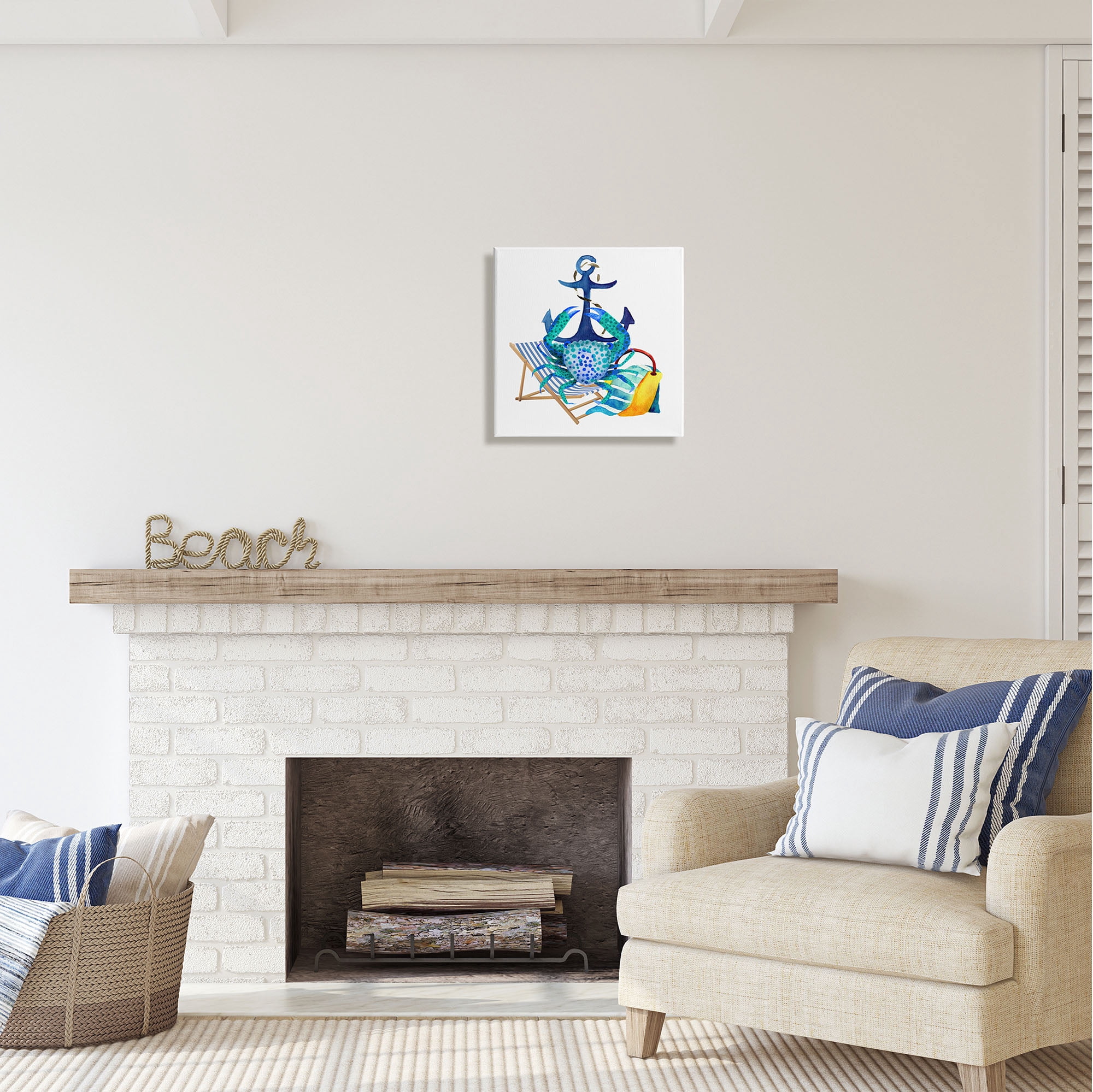 Stupell Industries Anchor & Beach Crab Animals & Insects Painting Gallery Wrapped Canvas Print Wall Art, 17 x 17