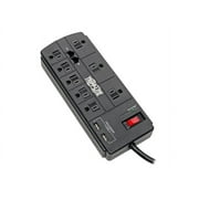 Tripp Lite TLP88TUSBB Protect It! 8-Outlet Surge Protector with 2 USB Ports , 8ft Cord (Telephone/Modem)