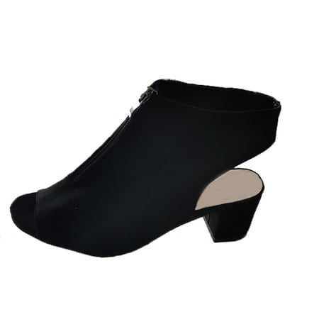 

Black Heels Women S Solid Color Front Fish Mouth Thick Heel Sandals High Heels Shoes