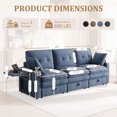thumbnail image 2 of Timbernest 89" Cloud Sectional Sofa with Storage and Charging Ports, Chenille Couch for Living Room, 3-Seat, Blue, 2 of 9