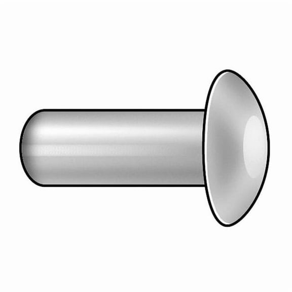 Semi-Tubular Rivet, Oval Head, 3/32 in Dia., 1/8 in L, Steel Body, 100 PK