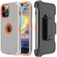thumbnail image 3 of Xhy iPhone 13 Case + Screen Protectors + Belt Clip Holster + Camera Lens Protector, Heavy Duty Hard Shockproof Armor Protector Case (Gray+Orange), 3 of 7