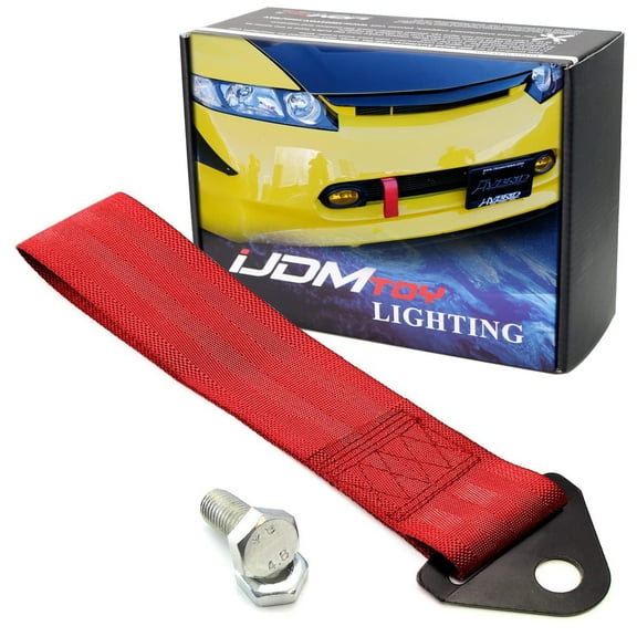 Sports Red Appearance Racing Style Nylon Tow Strap Universal Fit For Front or Rear Bumper