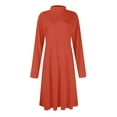 thumbnail image 7 of Women's Casual Fashion High Neck Long Sleeve Solid Color Midi Dress, Fall and Winter Comfortable Dress for Casual Outings, Soft and Breathable Fabric,Saffron,2XL, 7 of 7