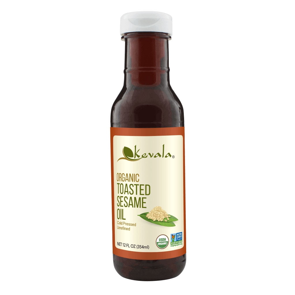 Kevala Organic Toasted Sesame Oil, BPA-free Plastic Bottle, 12 Fl oz