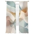 thumbnail image 2 of Abstract Water Ripple Sheer Curtains 96 Inches Long 2 Panels Brown Blue Gradient Stitching Light Filtering Semi Sheer Window Curtains Drapes for Bedroom Living Room 52"x96", 2 of 7