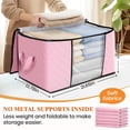 thumbnail image 2 of Fab totes 6 Pack Clothes Storage, Foldable Thick Fabric Blanket Storage Bags, Containers for Organizing Bedroom, Closet, Clothing, Comforter,Organization with Handle,Pink C104, 2 of 3