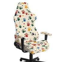 Xoenoiee Colorful Dog Paw Pattern Gaming Chair Cover with Armrest Cover, Stretchable Fabric Computer Chair Seat Slipcovers Fits Most Office/PC Chairs & Racing Style Seats, Machine Washable