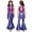 Blue, variant on Kids Girls Metallic Disco Jazz Dance Jumpsuit Halter Sleeveless Sparkly Sequins Flared Pants Rompers for Party Gold 4