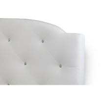 Wholesale Interiors Full/Queen Faux Leather Standard Beds with Tufted Details & Chrome Legs, White