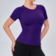 thumbnail image 2 of Camiseta de Manga Corta de Yoga para Mujeres Color Sólido Moda Casual Respirable Apretado Deportivo de Alta Elasticidad Camiseta de Carrera de Manga de Raglan Cuello Redondo Top de Manga Corta de Muj, 2 of 8