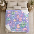 thumbnail image 5 of Cute Kawaii Ocean Animals Cheerful, Playful Coastal Landscape Scene, Warm Flannel Blanket for Beach House and Living Room, Beach Lovers Housewarming Gift, Coastal Home Decor, 5 of 9