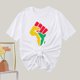 thumbnail image 4 of Camiseta de Cuello Redondo Impresa Nueva Moda Casual de Manga Corta de las Mujeres, Mezcla Ligera de Poliéster para la Primavera, 4 of 6