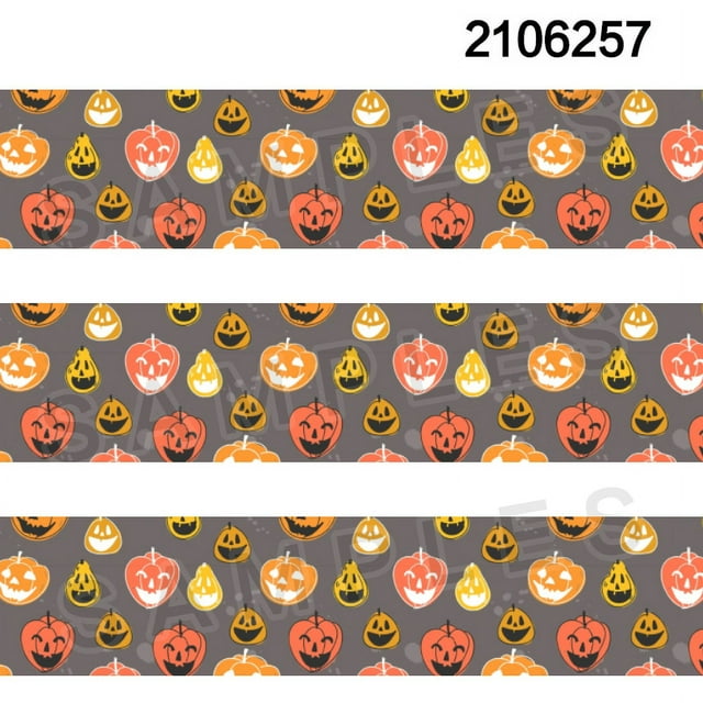 50 Yards Halloween Pumpkin Pattern Printed Grosgrain satin Ribbon Hair Accessories Jiayi