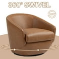thumbnail image 2 of UIXE Swivel Barrel Accent Chair PU Leather Club Chair Upholstered Armchair for Living Room Modern Round Arm Chair, Brown, 2 of 6