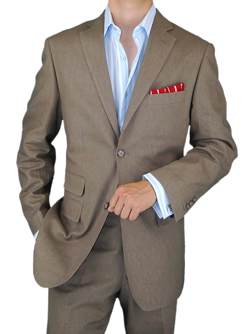 Men's 100%  Gray  two button Linen suit with  pants,two side vents Sty 612 