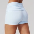 thumbnail image 3 of KANG Fashion High Waisted Yoga Shorts With Control Sculpting Cuffed Fitness Running Workout Shorts Light Blue L, 3 of 4
