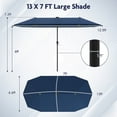 thumbnail image 3 of Costway 13 FT Large Patio Umbrella with LED Solar Lights Crank Handle 12 Heavy-Duty Ribs Navy, 3 of 10