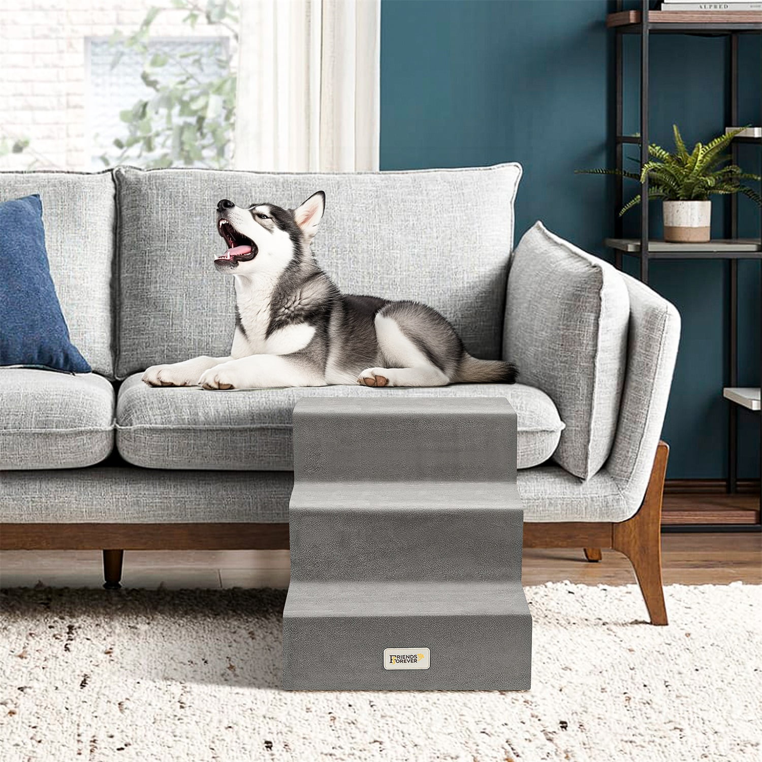 Pefilos 28" Dog Stairs for Small Pets with High-Density Sponge and Silicone Paw Prints, 4-Step Dog Ramp for Beds and Couch, Gray Pefilos 28" Dog Stairs for Small Pets with High-Density Sponge and Silicone Paw Prints, 4-Step Dog Ramp for Beds and Couch, Gray