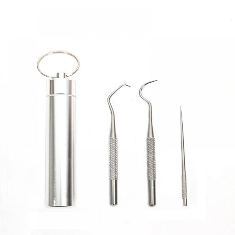 1pc Waterproof Titanium Portable Alloy Metal Toothpick with Holder Reusable Tool 