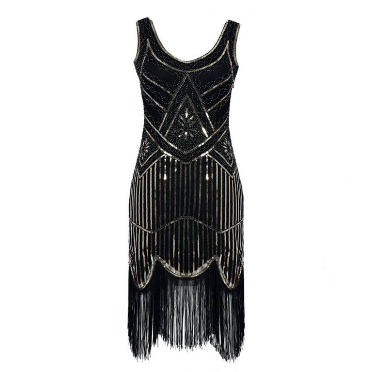 Bltiby Womens 1920s Vintage Sequin Dress V Neck Sleeveless Glitter Fringed Party Elegant Tassel Evening Party Cocktail Dresses Gold XXL Bltiby Womens 1920s Vintage Sequin Dress V Neck Sleeveless Glitter Fringed Party Elegant Tassel Evening Party Cocktail Dresses Gold XXL