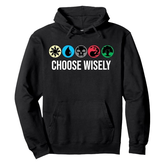 Tiweut Womens Leisure Hoodies Symbols Gathering Magic - Choose Wisely Blue Red Green Pullover Hoodie,A-Black,Black
