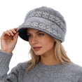thumbnail image 4 of Warm Lined Knit Wool Hat for Women, Winter -Lined Cloche Beanie with Visor, Cable Knitted Bucket Bonnet for Moms, 4 of 4