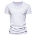 thumbnail image 4 of Mens Slim-Fit Cotton T-Shirts Comfort Soft Short Sleeve Lightweight V-Neck Shirts Tops Breathable Color Blouses, 4 of 9