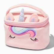 Claire's Club Little Girls Faux Fur Pink Unicorn Makeup or Accessory Case, Zipper Closure