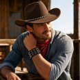 thumbnail image 5 of Voska Cowboy Hats Vacation Cowboy Hats Rivets Studded Gift Cowgirl Hat Coffee One Size, 5 of 6