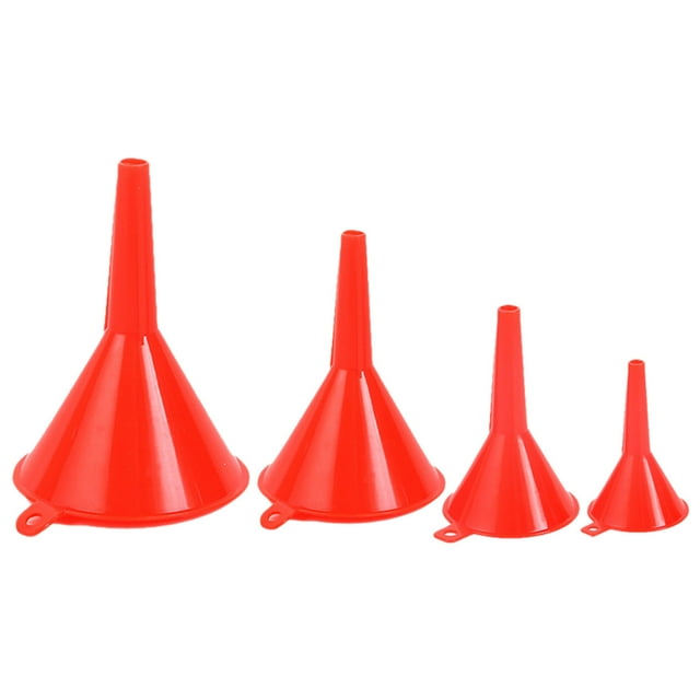 4Pcs Liquid Use Red Plastic Funnel Plastic Mouth Plastic Oiling Size Funnel Oil Plastic Funnel