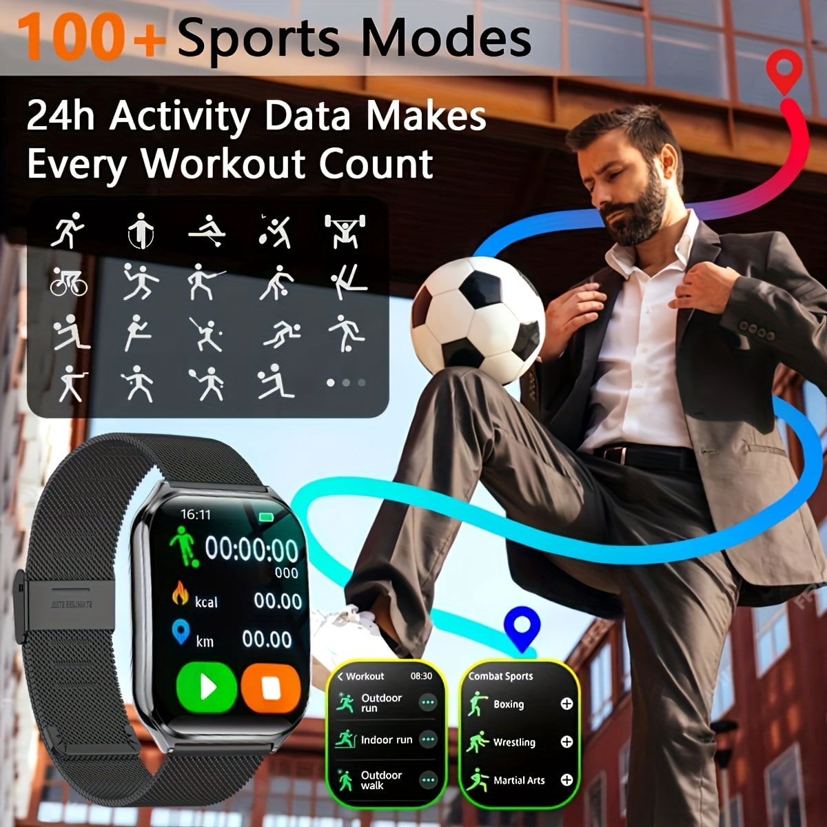 The Latest Ultra-Thin Smart Watch, 1. 96 Inches Large Screen, Support for Answering The Phone, a Variety of Sports Modes, Alloy Body, High Resolution, Simple Fashion Classic