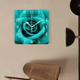 thumbnail image 4 of 12 Inch Wall Clock Battery Operated Square Clock Decorative for Office, Kitchen, Outdoor, Living Room，A Blue Green Rose Beautiful, 4 of 4