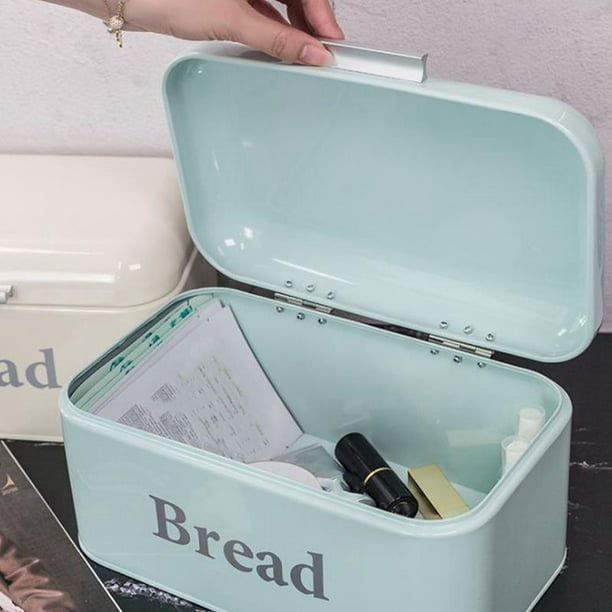 Unbranded Vintage Bread Box Cupboard Iron Snack Box Desktop Finishing Dust-Proof Storage Box Storage Bin Keeper Food Kitchen Shelf Decor White