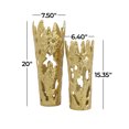 thumbnail image 3 of DecMode 20", 15"H Gold Aluminum Metal Vase with Cut Out Designs, Set of 2, 3 of 8