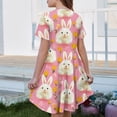 thumbnail image 5 of yuCgh Floral Easter Dress for Toddler Girls, Short Sleeve Summer Dress with Pocket, Casual Party Dress for Easter Day & Spring Outings,Watermelon Red 160, 5 of 5