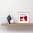 thumbnail image 2 of Sunset Over Lake Peaceful Landscape Watercolour Illustration Square Wooden Framed Wall Art Print Picture 8X8 Inch, 2 of 4