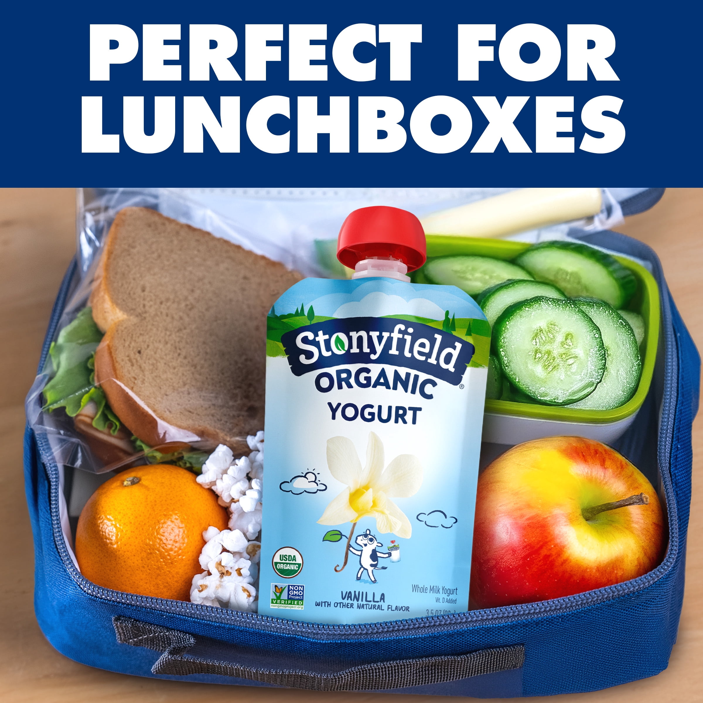 Stonyfield Organic Kids Whole Milk Yogurt Pouch, Vanilla, 3.5 oz.