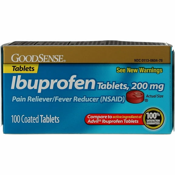 Good Sense Ibuprofen Pain Reliever/Fever Reducer Tablets 200 mg 100 ea (Pack of 4)