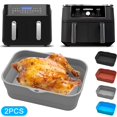 thumbnail image 1 of 2Pcs Air Fryer Silicone Pot avec Poignée Rectangle Anti-Adhésif Air Fryer Silicone Pot Résistant à la Chaleur Réutilisable Air Fryer Doublure, 1 of 7