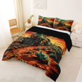 thumbnail image 2 of Manfei Classic Train Full Size Comforter Sets,Sunset Sky Bedding Comforter Set,Brown,Black Reversible,3pcs,1 Comforter and 2 Pillowcases, 2 of 7