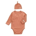 thumbnail image 2 of WERYOUNG Girls Boys Onesie Spring Summer Solid Color Long Sleeve Bodysuit With Hat Baby Lovely Daily Wear Bodysuit,Watermelon Red,0-3 Months, 2 of 7
